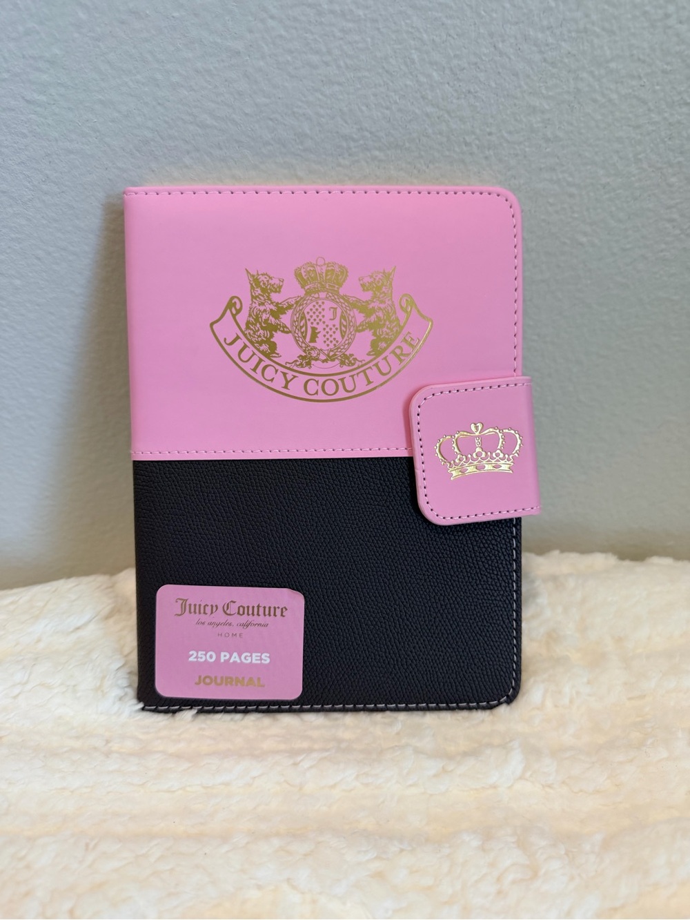 Juicy Couture Pink and Black Crest Snap Journal